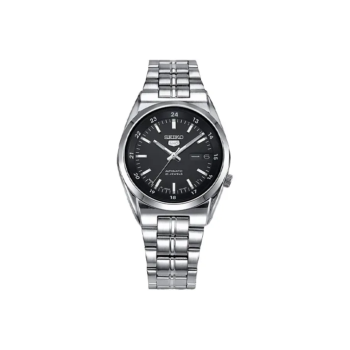 SEIKO Seiko5 Collection Mechanical Movement Stainless Steel Strap Watch Men's Watches Black Dial