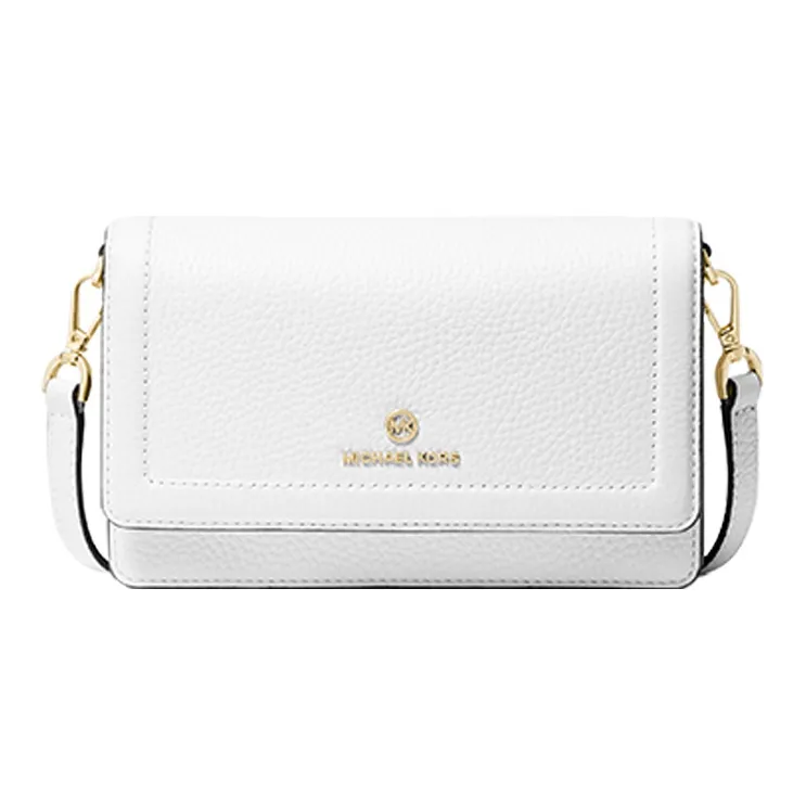 MICHAEL KORS Jet Set Charm Cow Leather MK Shoulder Bag, Crossbody Bag Trumpets Women's Pure White