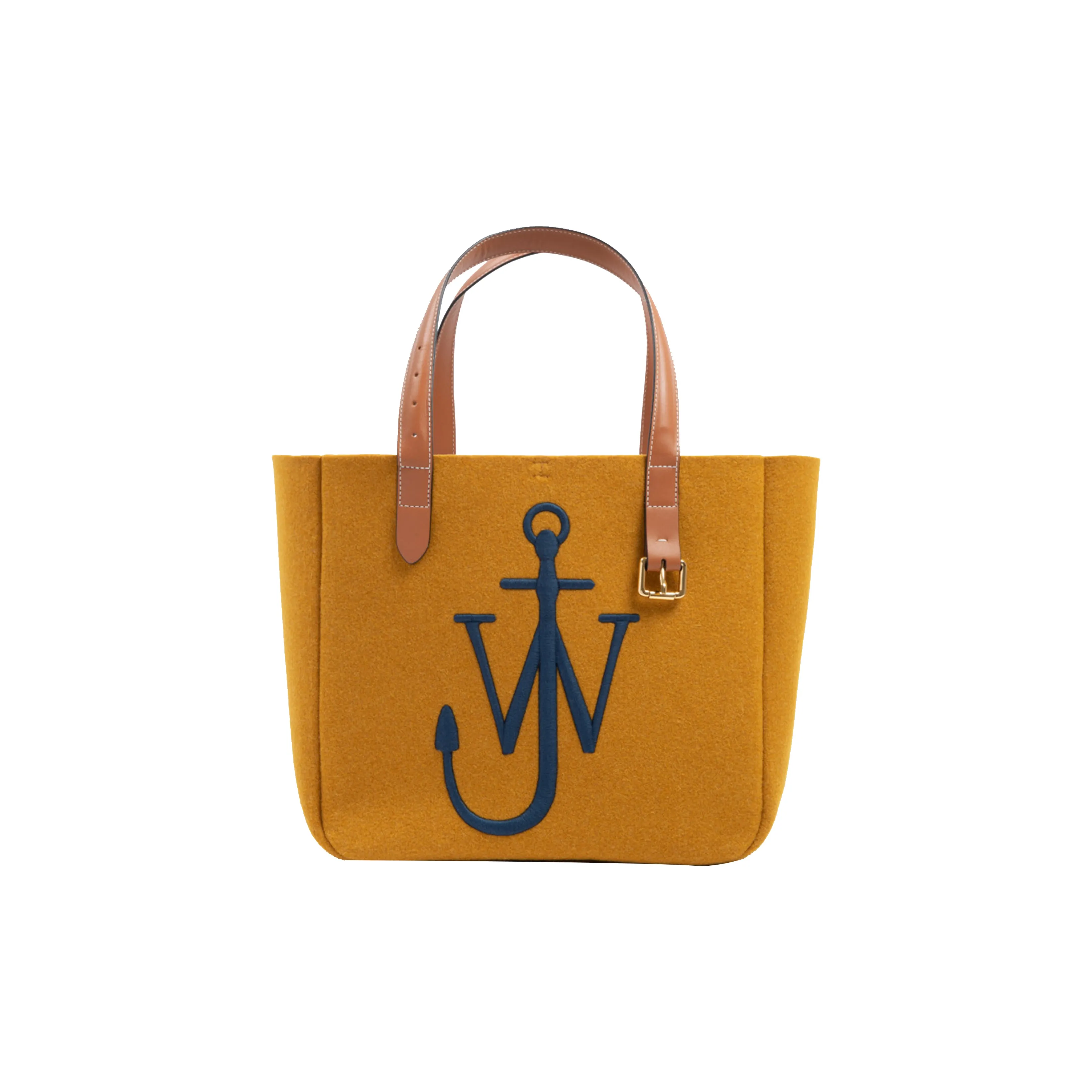 JW Anderson Leather Tote Bag Shopping Bag Laptop Bags One Shoulder Handbags Regular Women's Mustard Yellow