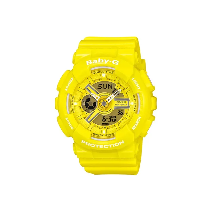 CASIO Малыш G Theme Collection Кварцевый механизм Смольный ремешок Часы Женские Желтый циферблат