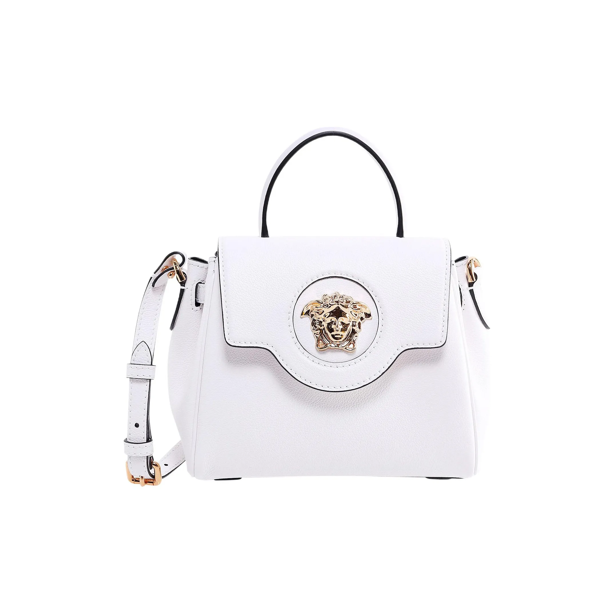 VERSACE La Medusa Leather Shoulder Bag, Crossbody Bag, Handbag Trumpets Women's White