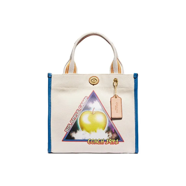 COACH Recycled Tote Canvas Bag, Tote Bag, Shopping Bag, Crossbody Bag, Handbag Trumpets Women's Chalk White