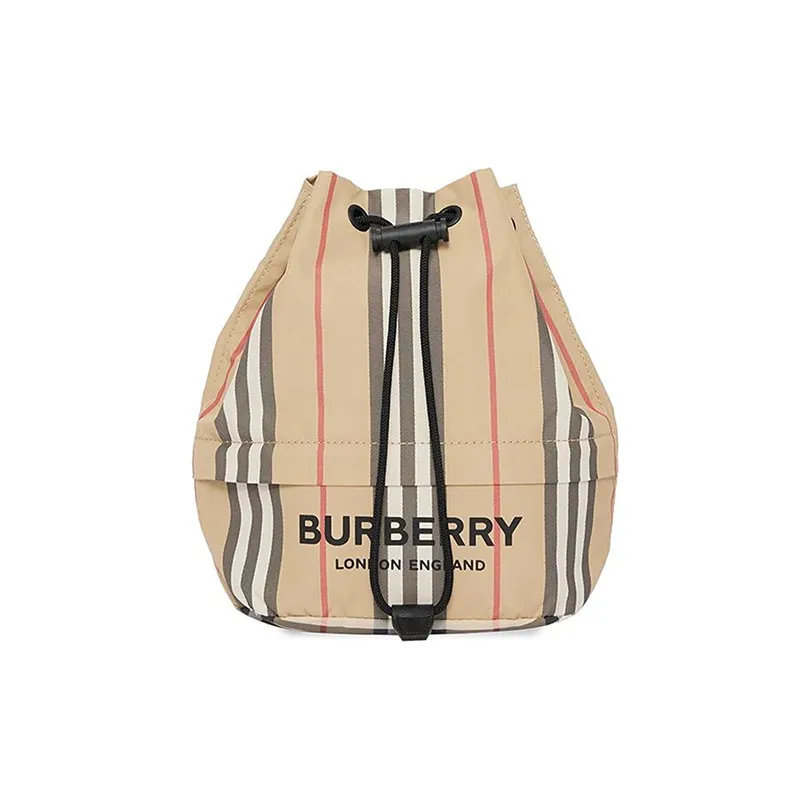 Burberry Logo Print Icon Stripe Drawcord Pouch 'Archive Beige'