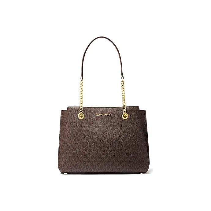 MICHAEL KORS Teagen Холст и Кожа Тоут Сумка Сумка для покупок Сумка через плечо Большая Женская Коричневая