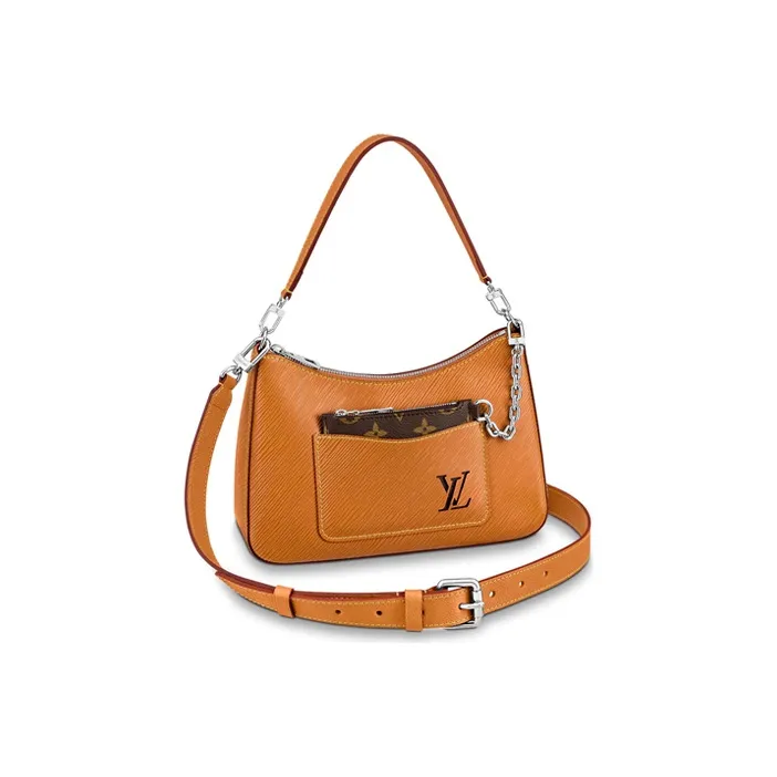 LOUIS VUITTON Epi Grain Cow Leather Shoulder Bag, Portable Crossbody Bag Women's Caramel Brown Yellow