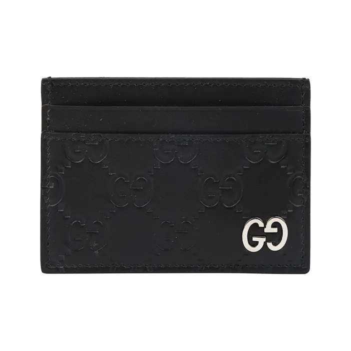 GUCCI Leather Card Holder Card Holder Men's Black