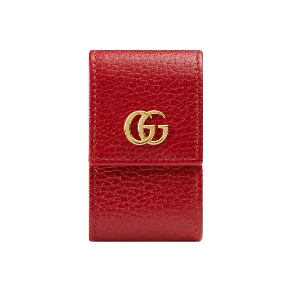 GUCCI Marmont Leather Hanging Ornament Key Pouch Wallet Women's Red