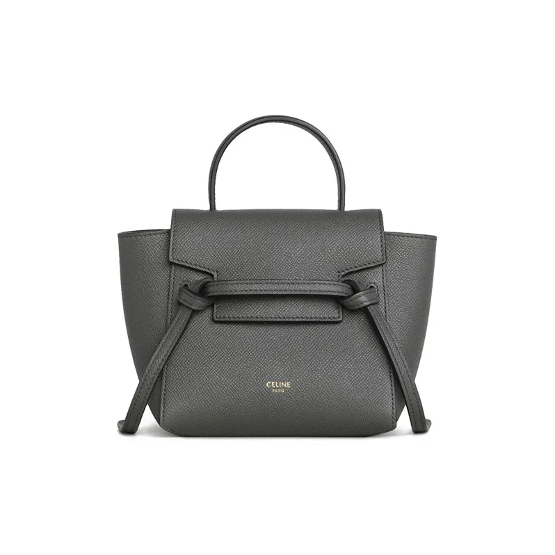 CELINE Belt Grained Calfskin Catfish Bag Shoulder Bag Crossbody Bag Handbag Pico Women's Gray