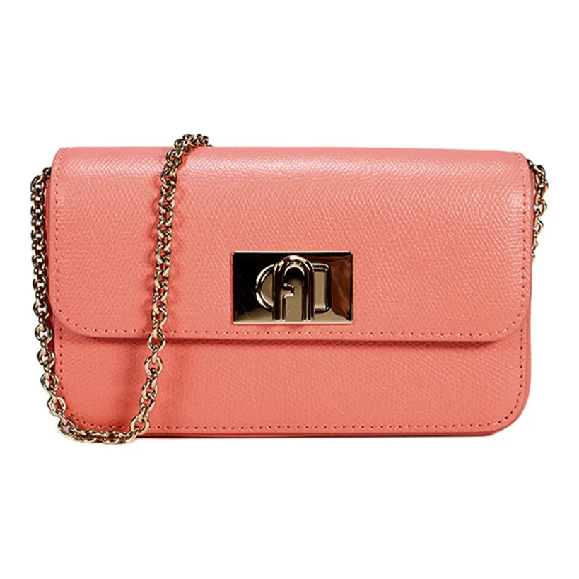 Furla 1927 Collection Сумка через плечо из кожаной галечницы женская оранжево-красная