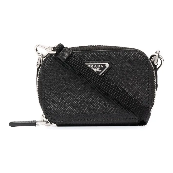 PRADA Saffiano Leather Shoulder Bag Crossbody Bag Mini Unisex Black