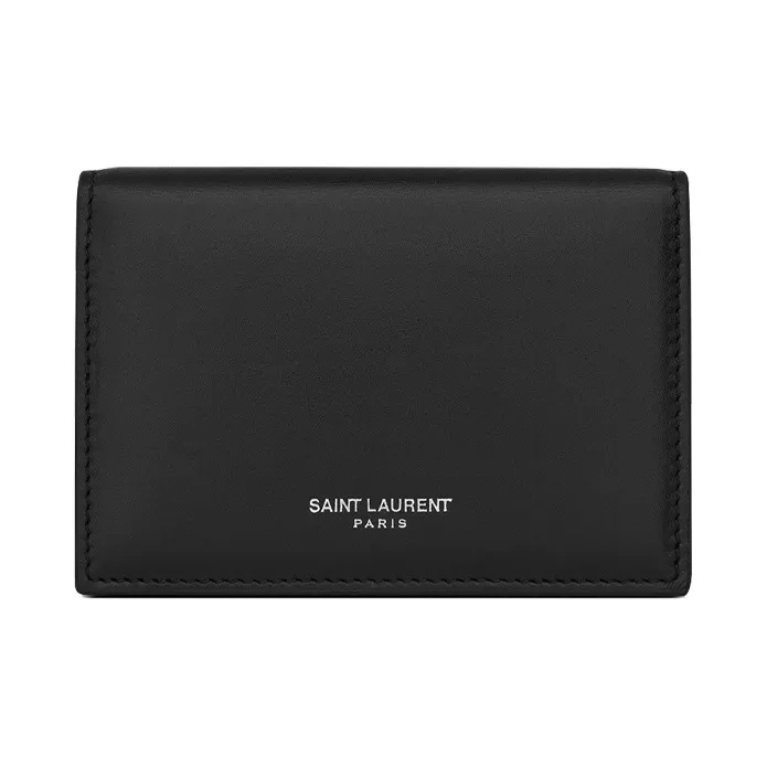 SAINT LAURENT Гладкая кожа Держатель для визиток Мужской Черный