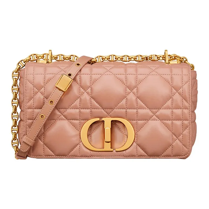 DIOR Caro Calfskin Shoulder Bag, Crossbody Bag Women's Rose Pink