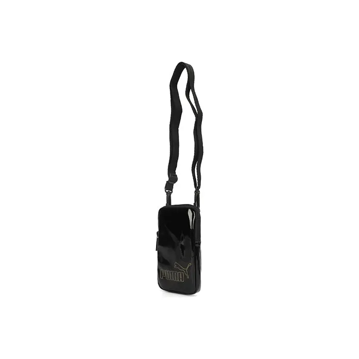 PUMA Patent Leather Cell Phone Pouch Crossbody Bag Shoulder Bag Women's Black