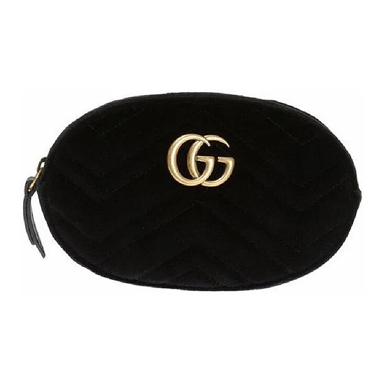 GUCCI Marmont Quilted Velvet Sling Bag, Fanny Pack Women's Black
