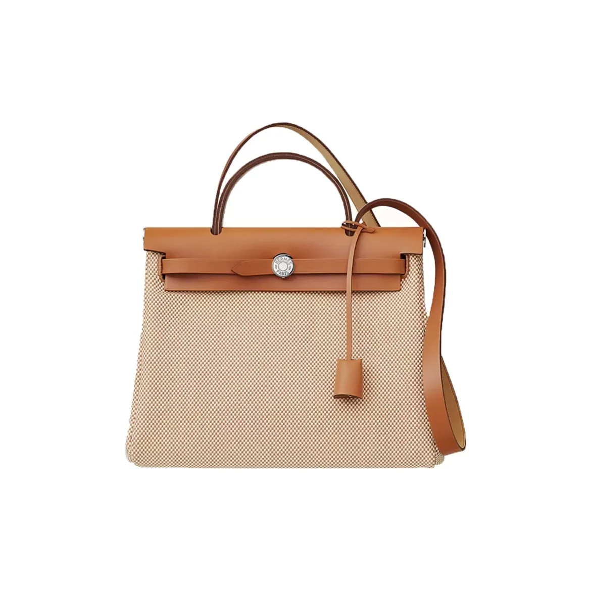 hermes Taschen Herbag Zip Canvas With Leather Handbag, Shoulder Bag, Crossbody Bag Unisex Beige/Natural Color