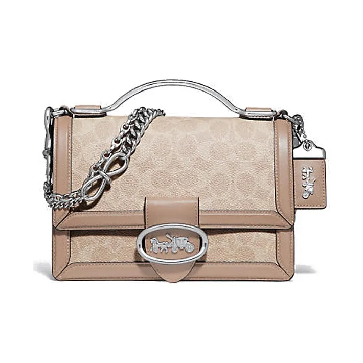 COACH Riley Leather Handbag, Crossbody Bag, Shoulder Bag Trumpets Women's Light Sand Brown
