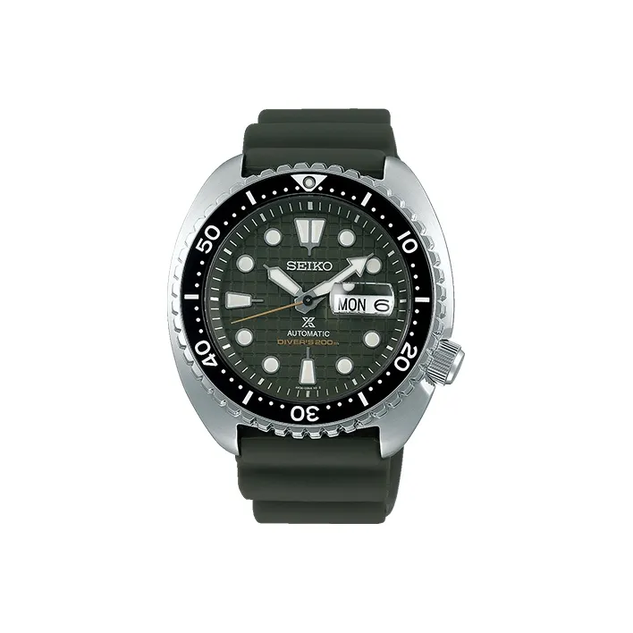 SEIKO Prospe Collection Mechanical Movement Silicone Strap Watch Men's Watches Green Dial