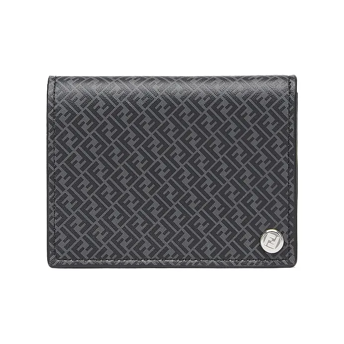 FENDI Cow Leather Wallet Men's Black