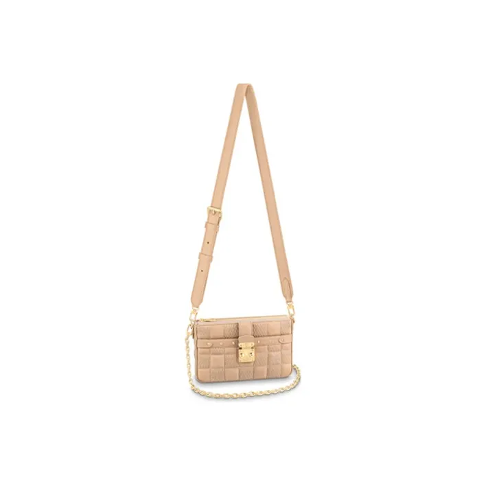 LOUIS VUITTON Pochette Troca Damier Quilt Cashmere Beige