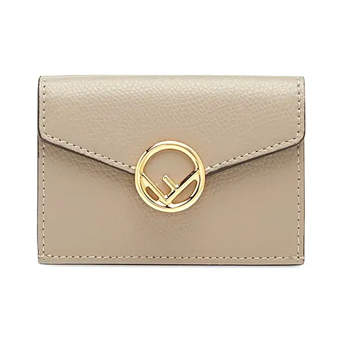 FENDI F is Fendi Телячья кожа Укороченный Trifold Wallet Женские Бежевый
