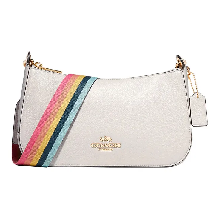 COACH Jes Pebbled Leather Shoulder Bag, Crossbody Bag Medium Size Women's White