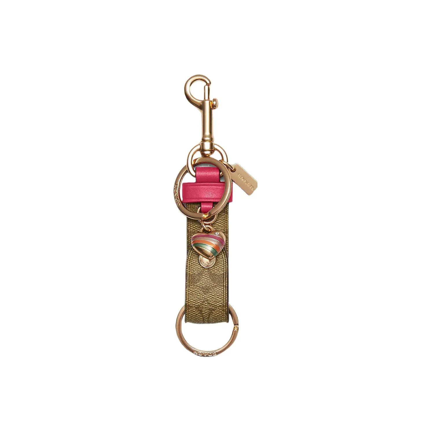 COACH Canvas With Leather Charm Bag Merchandise Women's Khaki & Pink