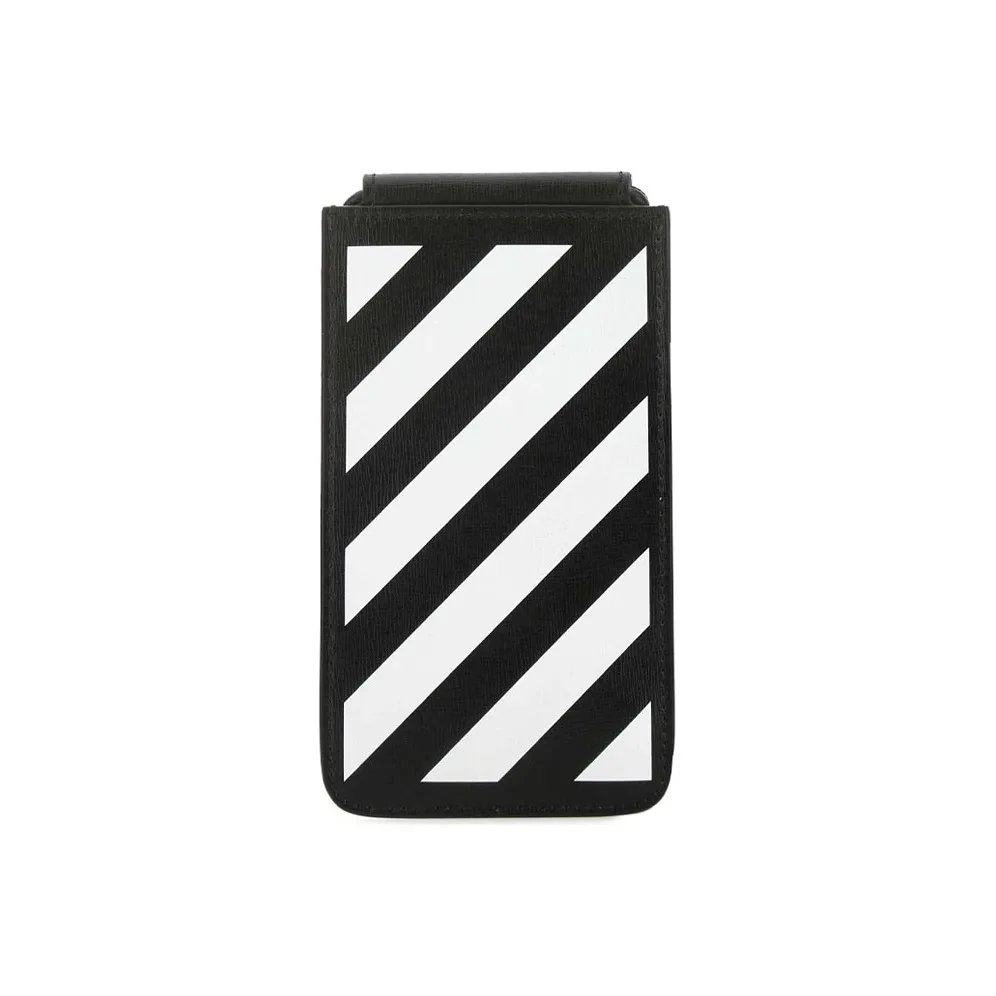 Off Белый Кожа Маленький Держатель для Карт Сумка через плечо Сумка на плечо Унисекс Черный