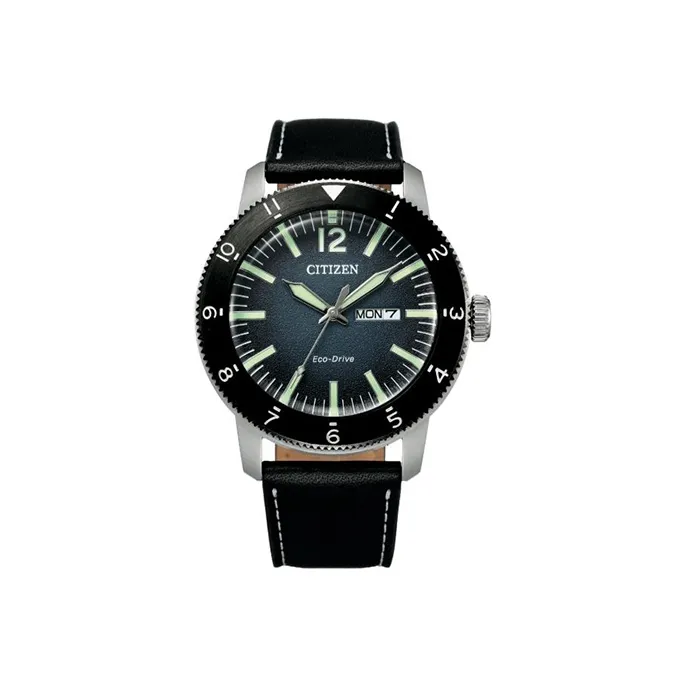 CITIZEN Ecology Drive Collection Светильник Кварцевый механизм Естественная кожа Ремешок Часы Мужские Часы Синий циферблат