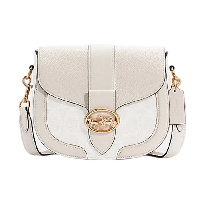 COACH Georgie Canvas With Leather Bacchus Bag Shoulder Bag into Bag Crossbody Bag Small Size Women's Ecru