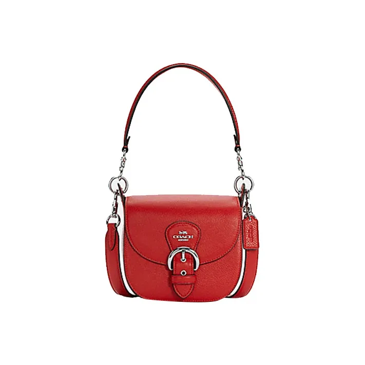 COACH Kleo Кожа Седло Сумка Портативная Сумка через плечо Женская Сумка Красный