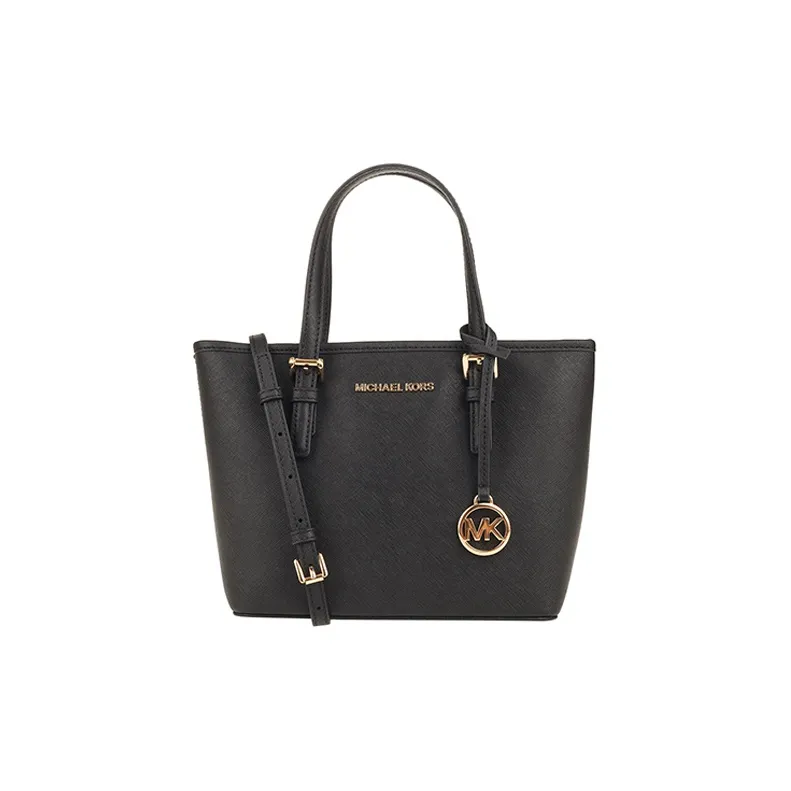 MICHAEL KORS Jet Set Cow Leather Tote Bag Shopping Bag Handbag Shoulder Bag Small Size Women's Pure Black
