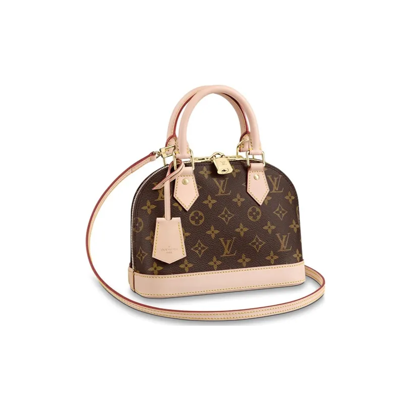 LOUIS VUITTON Alma Coated Canvas With Leather Trim Dome Bag Handbag Shoulder Bag Crossbody Bag Small Size Women's Tan