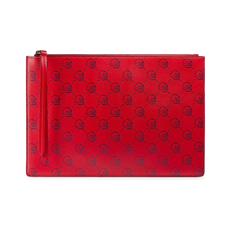 GUCCI Leather Clutch Regular Unisex Red