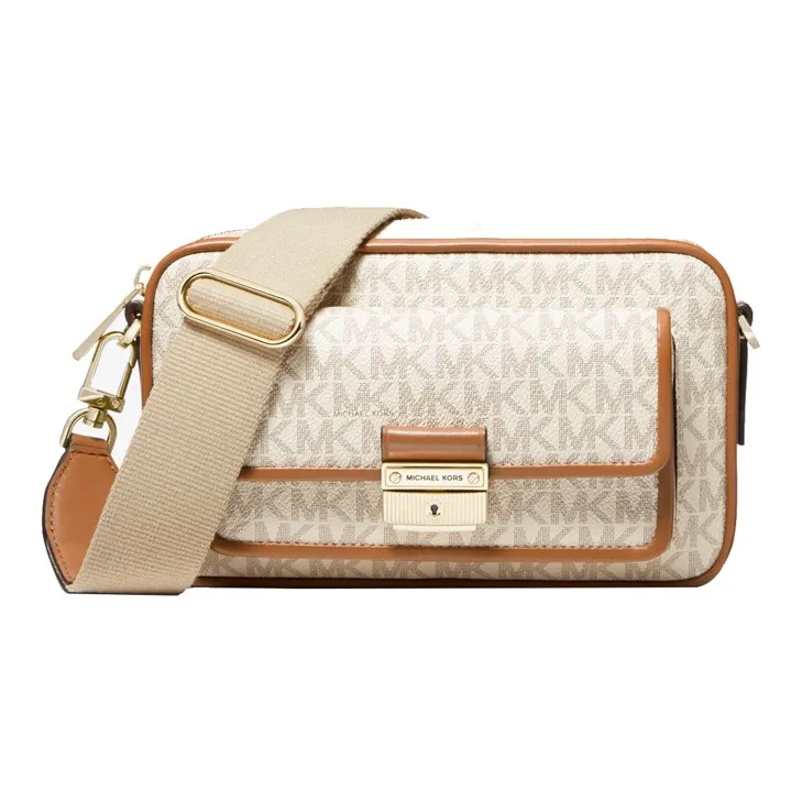 MICHAEL KORS Bradshaw Polyurethane Camera Bag, Shoulder Bag, Crossbody Bag Medium Size Women's Vanilla White