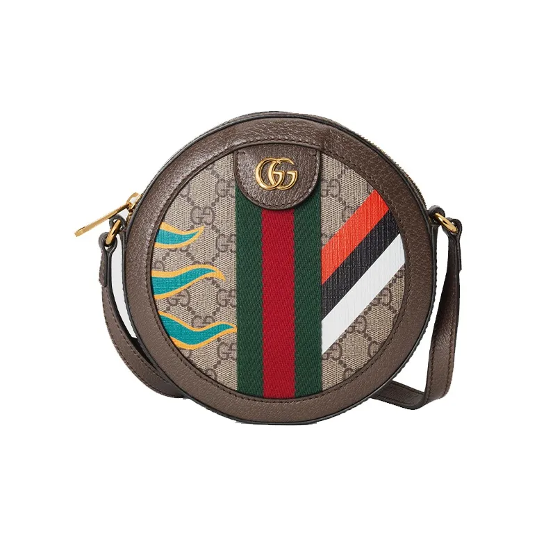 GUCCI Ophidia Canvas With Leather Round Bag, Shoulder Bag, Crossbody Bag Women's