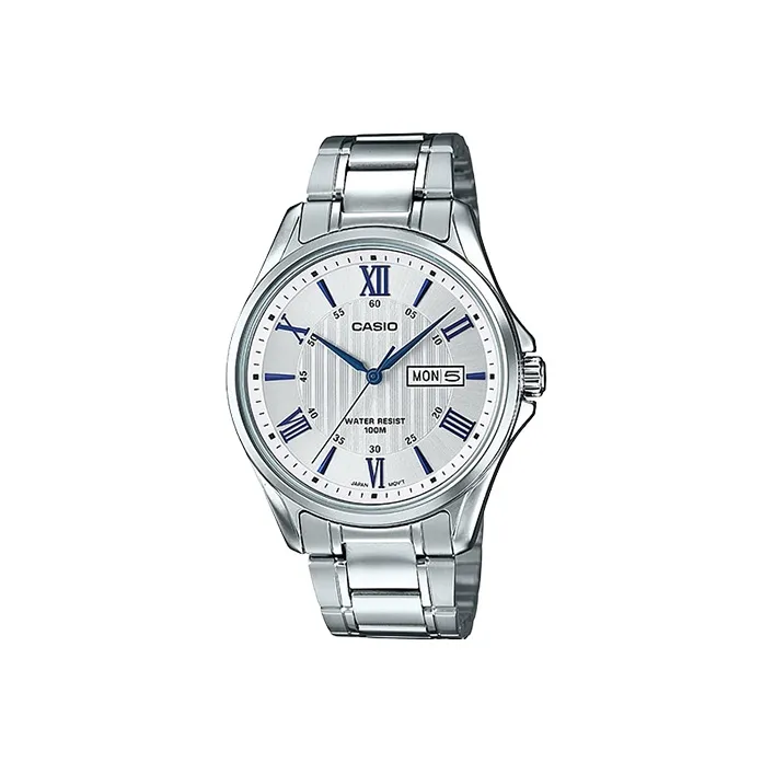 CASIO Standard Series Кварцевый механизм нержавеющая сталь ремешок мужские часы серебристый циферблат модель MTP 1384D 7A2