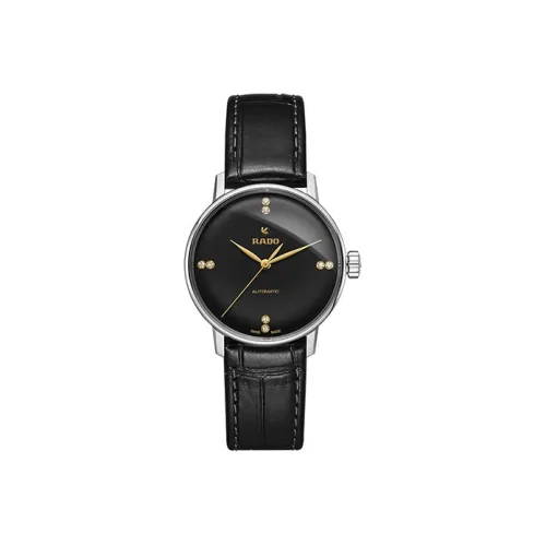 RADO Автоматический Механический Movement Женские Crystal Sparkle Collection Часы 31,8mm*9,7mm Черные