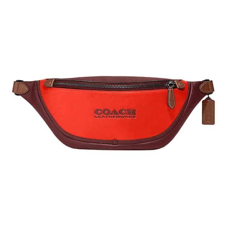 COACH League Коровья кожа Бананка Большая Мужская Красная и Темно-красная