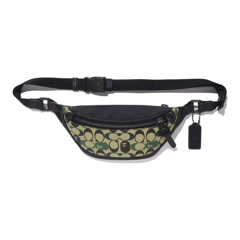 A BATHING APE COACH Collaboration RivingtonBelt PVC Crossbody Bag, Fanny Pack Regular Men's Green Camouflage