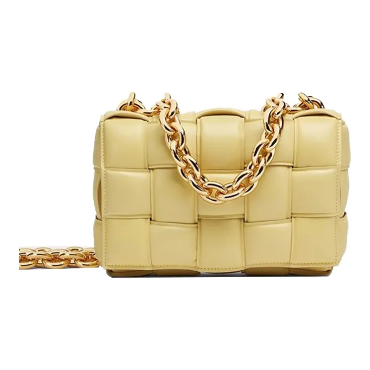 Bottega Veneta Chain Cassette Cow Leather One Shoulder Handbag, Crossbody Bag Women's Butter
