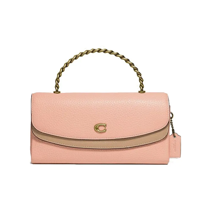 COACH Blair Cow Leather Shoulder Bag, Crossbody Bag, Handbag Women's Pink Brown Contrast Color