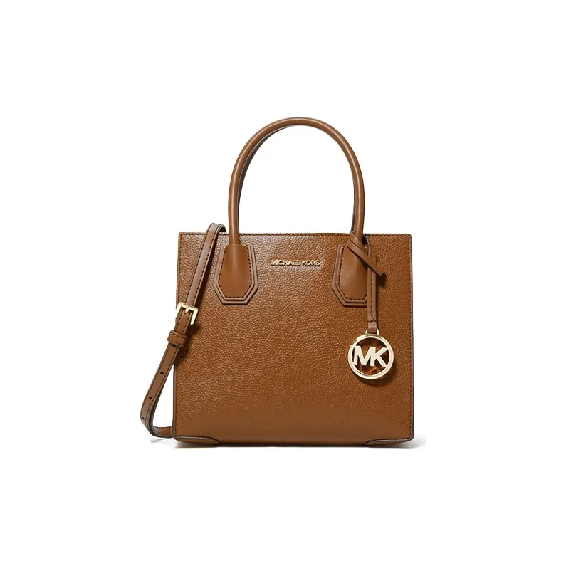 MICHAEL KORS Mercer Cow Leather Trunk Bag, Handbag, Shoulder Bag, Crossbody Bag Women's Warm Brown