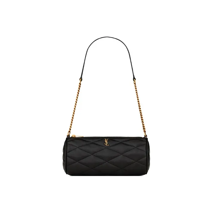 SAINT LAURENT Lambskin Cylinder Bag Shoulder Bag Women's Black