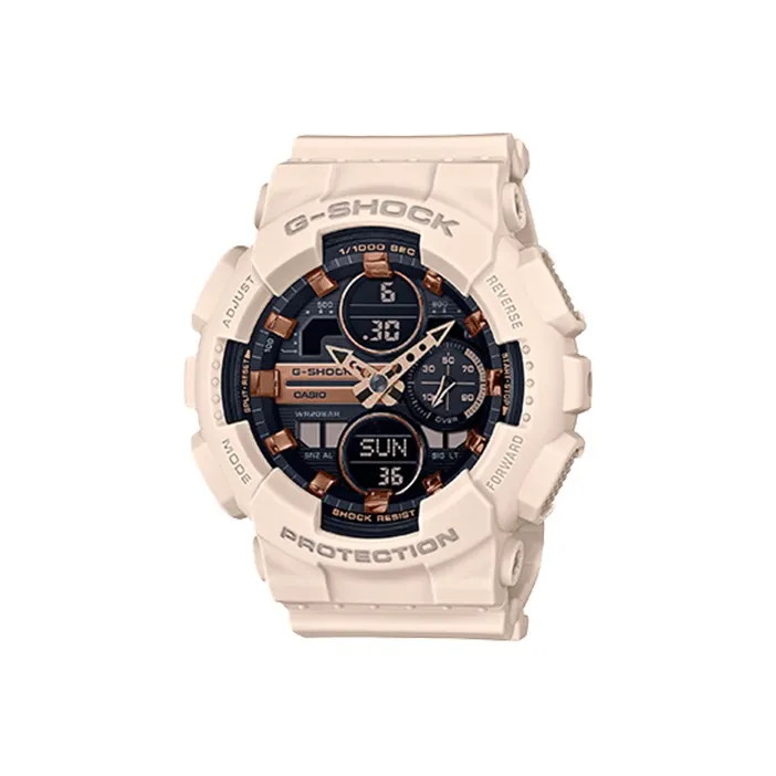 CASIO Liquid Crystal Analog Dual Display Series SHOCK Кварцевый механизм Смольный ремешок Часы Женские часы Черный циферблат