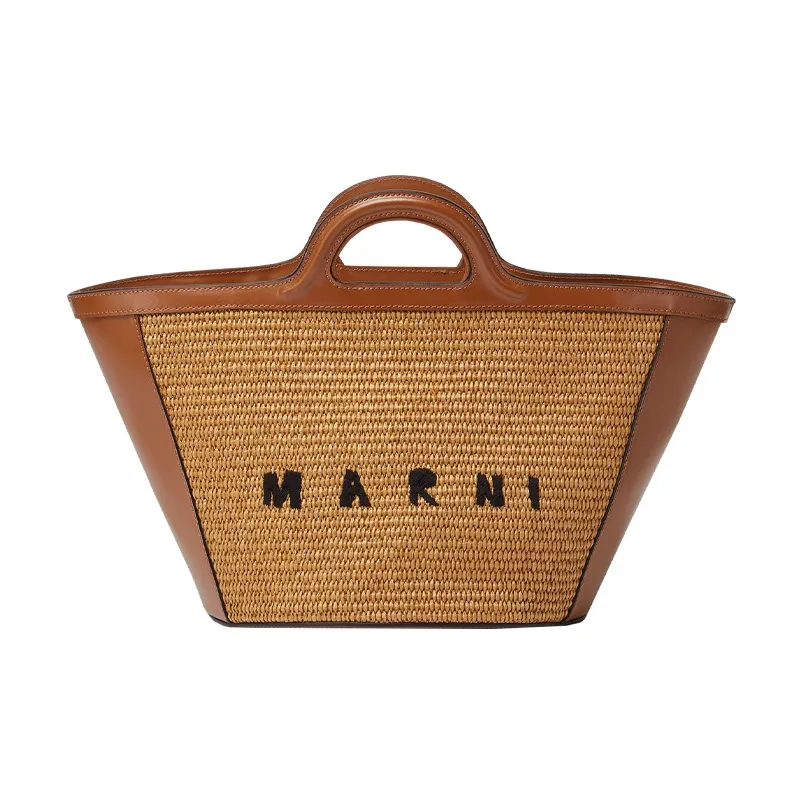 MARNI Cow Leather Woven Bag Handbag, Shoulder Bag, Crossbody Bag Trumpets Women's Brown