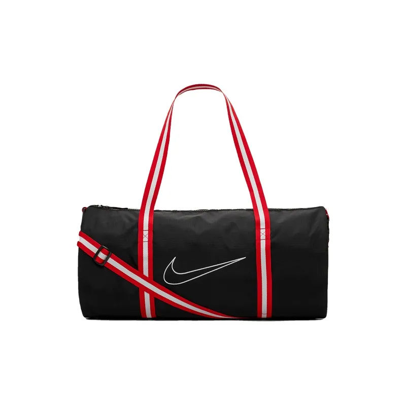 Nike Heritage Polyamide Luggage Bag, One Shoulder Crossbody Handbag, Travel Bag Unisex Black Red
