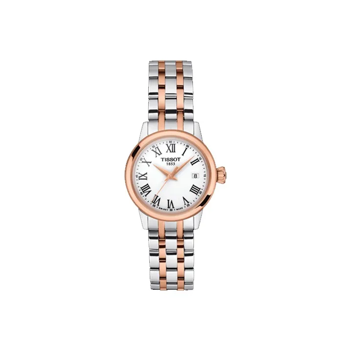 Tissot Quartz Механизм Женские часы 28 мм Белый циферблат Корпус из нержавеющей стали Ремешок из нержавеющей стали