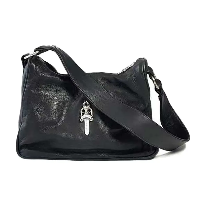Chrome Hearts Leather Shoulder Bag, Chicken Nugget Bag, Handbag Small Size Women's Black