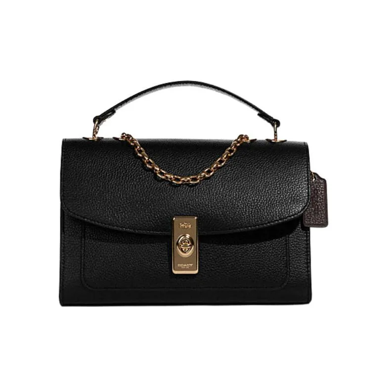 COACH Lane Leather Trunk Bag Crossbody Bag Shoulder Bag Large Size Women's Black