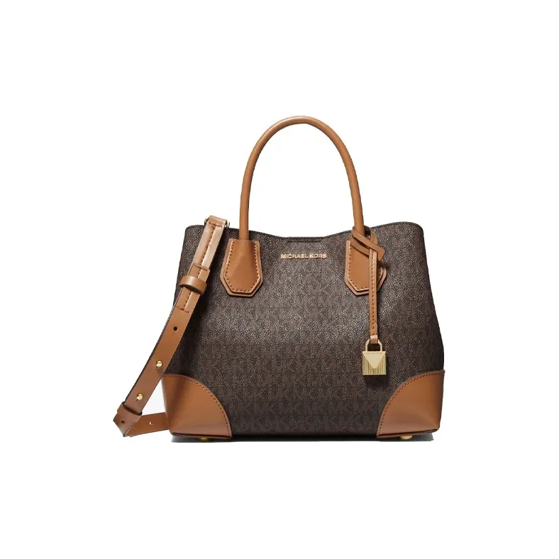 MICHAEL KORS Mercer Холст Цветной Холст Одно Плечо Сумка Средняя Женская Желудево-Коричневый